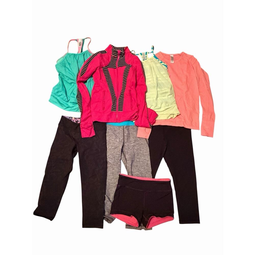Ivivva Lululemon 8 Piece Lot •10• Tanks Jacket Leggings Shorts Swiftly Tech ~ E
